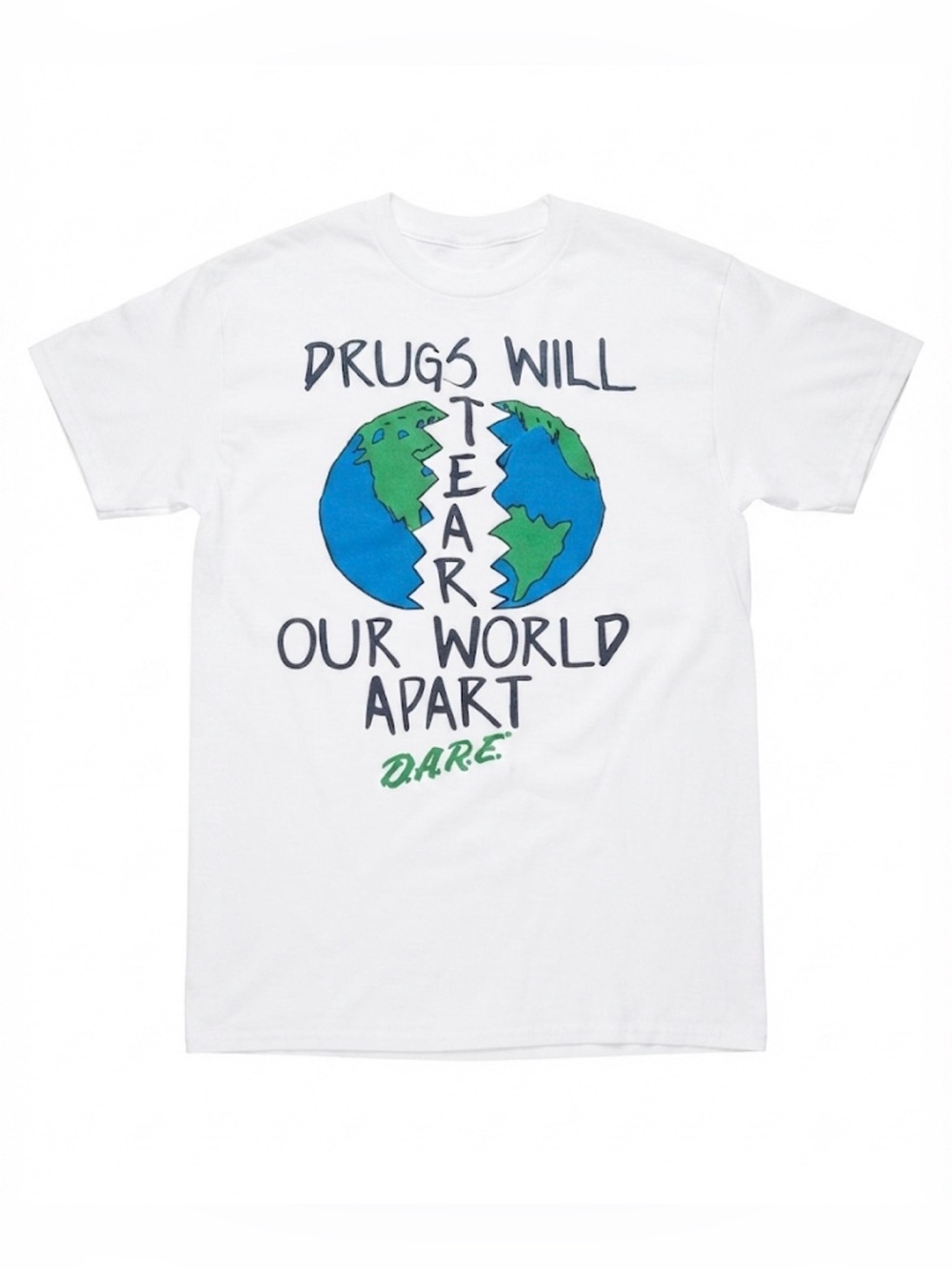 Vintage D.A.R.E. Men's T-Shirt Drugs Will Tear Our World Apart Size Medium